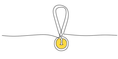 Sürekli Tek Hat Çizim Madalyası. Spor başarısı akademik ödüllü sembol minimalist vektör illüstrasyonu.