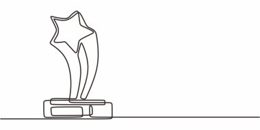 Aralıksız Tek Hat Sanat Ödülü Yıldız Sembolü. Ödül kazanan minimalist vektör illüstrasyon sanatı.