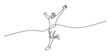 Aralıksız Tek Satır Sanat Bitiş Çizgisi Teybi. Yarışın galibiyet sembolü zafer minimalist vektör illüstrasyon simgesi.