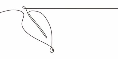 Aralıksız Tek Hat Çizim Yaprağı. Minimalist Doğa Element Botanik Simgesi. Yeşillik Büyümesi.