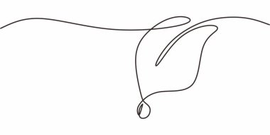 Aralıksız Tek Hat Basit Bitki Yaprağı Çizimi. Doğal Yeşillik Element Ekolojisi. Botanik Minimalizmi.