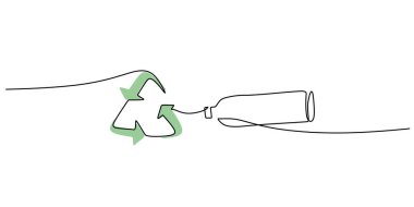 Geri Dönüşüm Sembol Şişesi Çizimi Devam Ediyor. Plastik Atık Çevre Sorunu. Yankı Geri Dönüşümü.