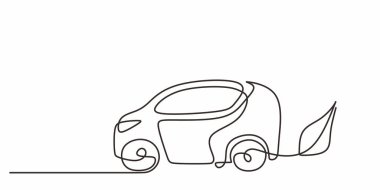 Sürekli Tek Hat Araba Yetiştirme Yaprakları. Yeşil Taşımacılık Gelecek Hareketi. Çevre dostu araba..