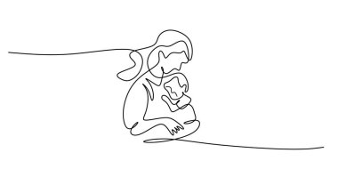 Anne ve Çocuğun Taşıdığı Sürekli Tek Hat. Aile sevgisi ebeveynlik bağı. Annelik Bakımı.