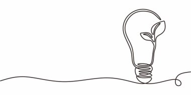 Ampuldeki Tek Hat Çizim Tesisi. Eko Enerji Fikri İnovasyonu. Çevre Kavramı.