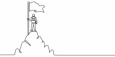 Aralıksız Tek Hat Çekici Bayrak Direği Dağı. Başarı Hedefi Başarı. Açık hava Macerası.