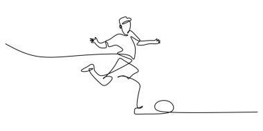 Futbolcu sürekli topa vuruyor. Futbol sporu atleti. Takım eşleşme vektörü.