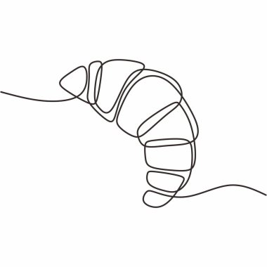 Tereyağlı kruvasan çizimi. Fırın sabah hamur işi konsepti. Lezzetli Fransız yemek sanatı.