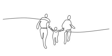 Anne, baba, çocuk, tek satır sanat eserleri veriyor. Aile bağları yürümeyi sever. Mutlu ebeveynlik yolculukları..