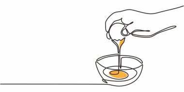 Devamlı yemek pişirmek için yumurta kırıyorum. Yemek hazırlama mutfağı temelleri. Pişirme tarifi adım vektörü.