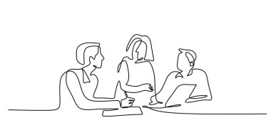 İnsanlar bir çizgi sanatının arkasından toplanıyor. Grup toplantısı konsepti. Soyut sosyal bağlantı vektör tasarımı.