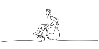 Tekerlekli sandalyede sürekli çizim yapan biri. Engelli dahil erişimi. Hareketlilik dinamik vektörü güçlendiriliyor.