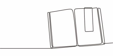 Kitap ayracı bir satır sanat. Eğitim bilgisi öğrenimi. Edebiyat kütüphanesi vektörü okunuyor.