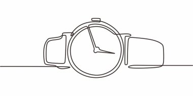 Kol saati minimalist sürekli çizgi. Zaman tutma hassasiyeti modern. Zarif atama zamanlayıcısı el.