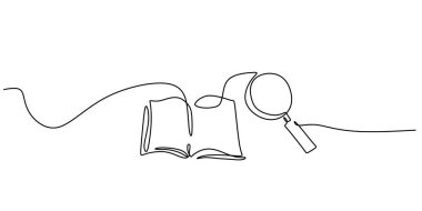 Tek satır sanatı yerine büyüteç. Araştırma keşfi araştırması. Eğitim bilgisi metin araması.