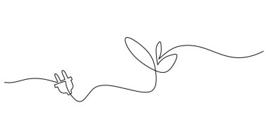 Temiz bir tasarruf enerji sembolü, bir eko dolgunun bu bir satır çizimi bir koruma kampanyası nesnesi veya web sitesi ögesi için harikadır.