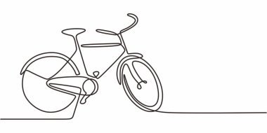 Devamlı bir bisiklet çizimi. Yeşil ulaşım ve uygunluk için minimalist bir nesne, kiralama hizmeti uygulaması ya da sağlık blogu için mükemmel.
