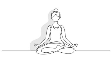 Nilüfer çiçekli bir kadının durmaksızın çizdiği çizimler, yoga stüdyosu için mükemmel bir sükunet ve meditasyonun minimalist sembolü..