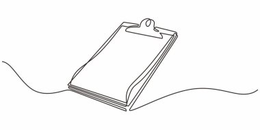 Düzenleme, çalışma ve kontrol listesi işlevselliğini temsil eden bir pano ve sayfanın kesintisiz çizimi. Düzenlenebilir vuruşlu el çizimi vektör nesnesi.