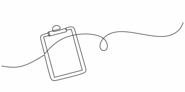 Üzerinde sürekli tek satır çizimi olan bir pano. Üretkenlik, planlama ve görev yönetimi sembolü. Düzenlenebilir felçli vektör illüstrasyon minimalist tasarım ögesi.