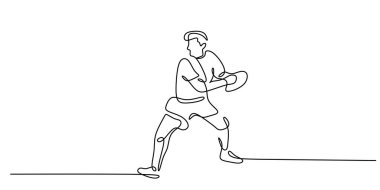 Frizbi oynayan kişi tek sıra çiziyor. Eğlenceli açık hava aktivitesi ve eğlence konsepti. Vektör illüstrasyonu minimalist tasarım el çizimi.