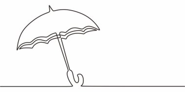 Sığınağı sembolize eden bir şemsiyenin sürekli çizimi, tahmin uygulamaları ve web sitesi afişleri için mükemmel bir hava durumu nesnesi.