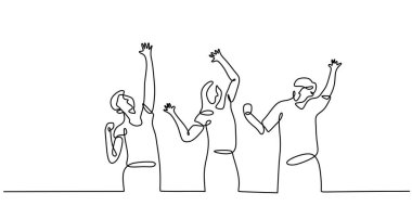 Sürekli insanların tezahürat yaptığı bir çizgi. Başarıyı, zaferi ve takım çalışmasını simgeliyor. Kutlama kavramları için minimalist vektör illüstrasyon tasarımı ögesi.
