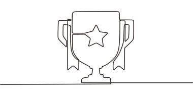 Bir kupa çizimi başarı ve zaferi simgeleyen bir yıldız, kazanan logosu ya da ödül sertifikası için ideal..