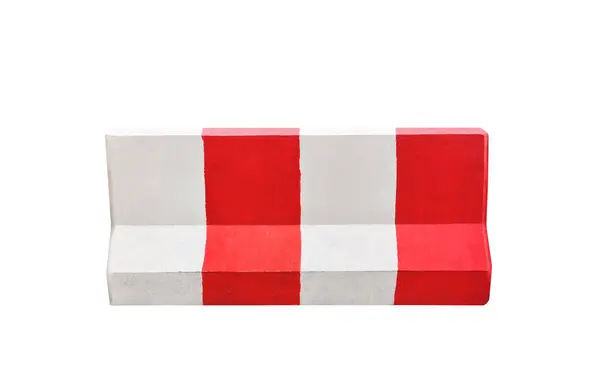 Rood Witte Betonnen Barrières Blokkeren Weg Geïsoleerd — Stockfoto
