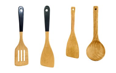 Ladle, Turner, mutfak aletleri beyaza izole edilmiş.