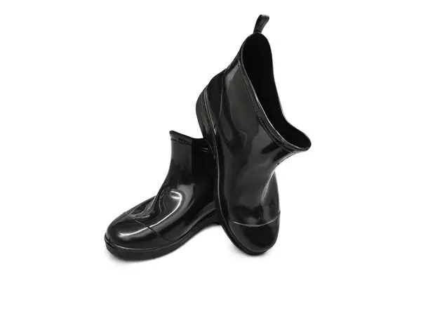 Black Rubber Boots White Background — Stock Photo, Image