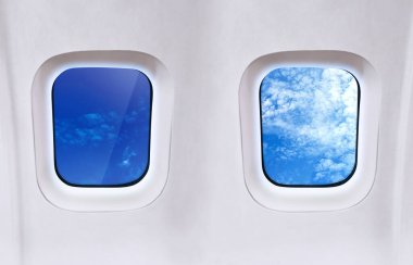 uçak penceresi gökyüzü ve bulutlar