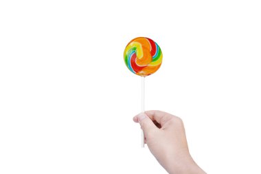 Beyaz arka planda izole edilmiş lolipop şekeri.