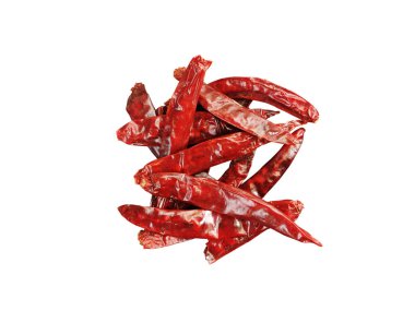 Beyaz arka planda kurutulmuş kırmızı biber tohumları