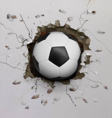 Futbol topu bir çatlakla duvardan uçtu..