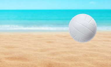 Voleybol topuyla plaj manzarası. Yaz. Arka plan deniz suyu ve mavi gökyüzü..