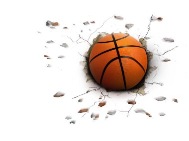 Basketbol topu büyük bir güçle beyaz zemini deldi..