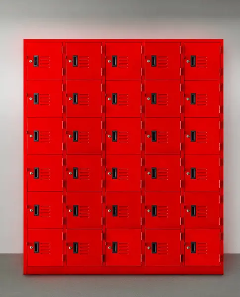 Red locker or gym locker inside room