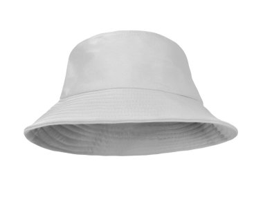 Beyaz arka planda izole edilmiş beyaz kova şapka