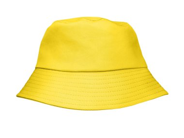 Beyaz arkaplanda izole edilmiş sarı kova şapka