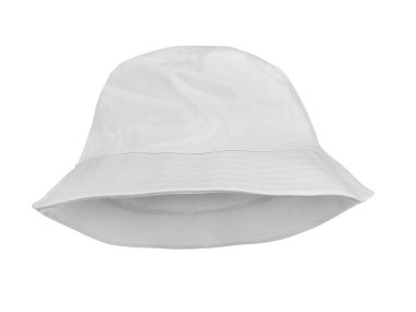 Beyaz arka planda izole edilmiş beyaz kova şapka