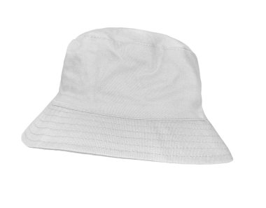Beyaz arka planda izole edilmiş beyaz kova şapka