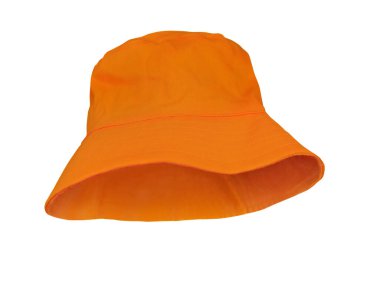 Beyaz arkaplanda izole edilmiş turuncu kova şapka