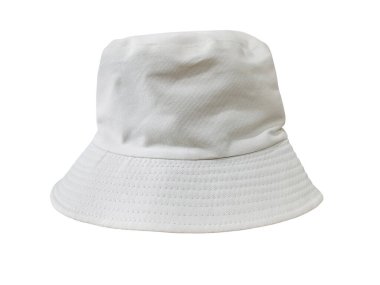 Beyaz arka planda izole edilmiş beyaz kova şapka