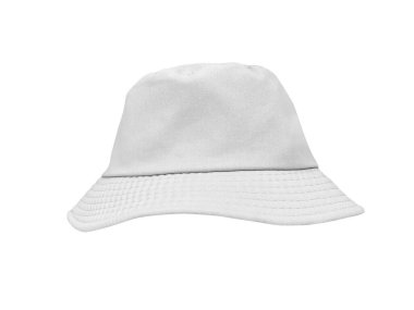 Beyaz arka planda izole edilmiş beyaz kova şapka