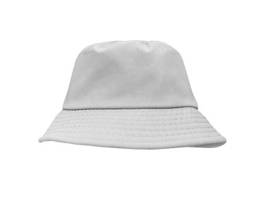 Beyaz arka planda izole edilmiş beyaz kova şapka