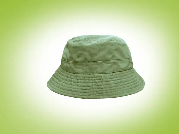 green bucket hat isolated on white background green