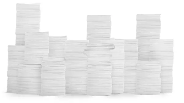 Stack Papers Isolated White Background — Stock Photo, Image