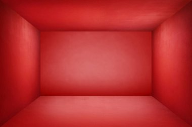 Odanın zemin ve duvarları arka plan kadar kırmızı..