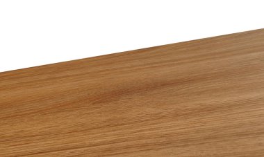 Beyaz arkaplanda izole edilmiş ahşap ya da tahta masa üst köşesi görüntüsü